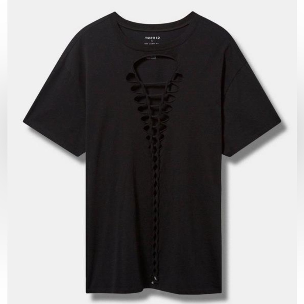 Torrid: Relaxed Fit Vintage Cotton Jersey Slashed Front Tee
